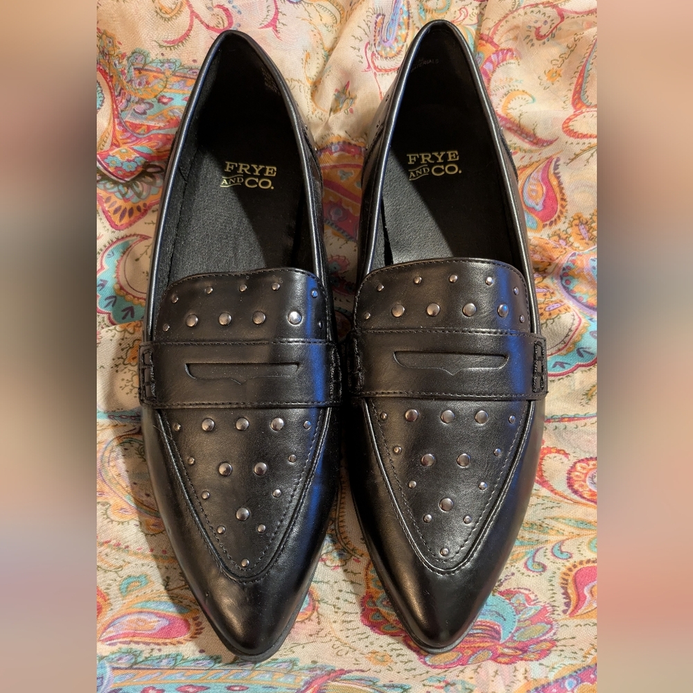 Black Studded Women's Loafers